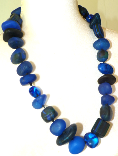 Sobral Aventuras Indiana Royal Blue Statement Artist Made Bead Necklace - Picture 3 of 6