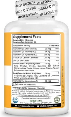 NuBest Doctor Taller Bone Strength Calcium D3 K2 Kids 60 Vegan Capsules