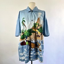 Vtg Walt Disney World Store Hawaiian Camp Shirt XL 90s 00s Mickey Donald Goofy