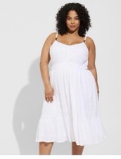 Torrid Midi Textured Cotton White Tiered Dress Size 5X 28 NWT