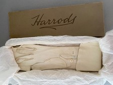 Scatola Harrods vintage anni 20 30 con guanti da polso in pelle 3 bottoni