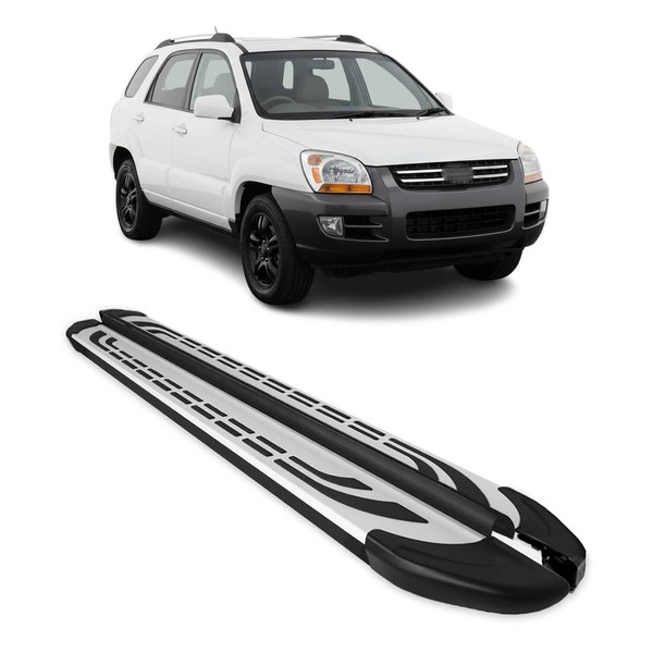 Trittbretter Seitenschweller Seitenbretter FüR Kia Sportage 2004-10 Alu Schwarz-image