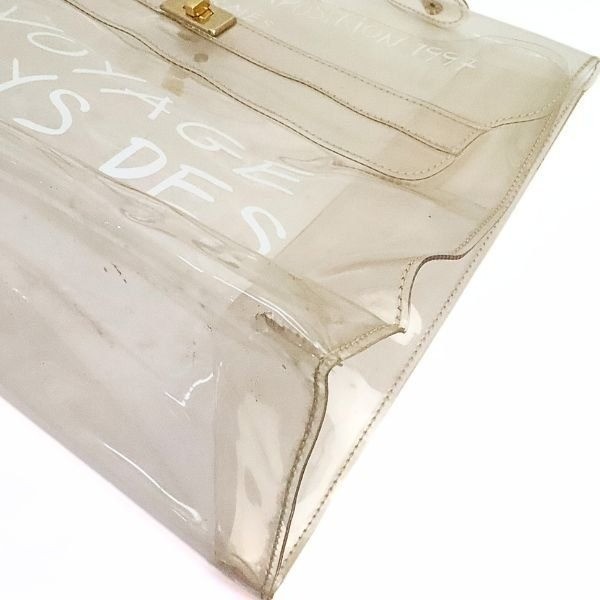 HERMES Vinyl Kelly 40 Hand Beach Bag Clear SOUVENIR DE L