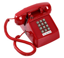 Push Button Retro Corded Phone Desk Telephone Vintage Working Loud Old Red Decor