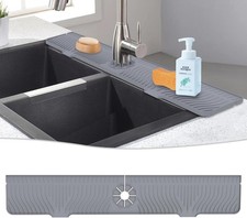 33  Silicone Sink Splash Guard Faucet Drip Catcher Tray Kitchen Bathroom Gray
