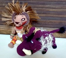 Lion King Broadway Musical Simba, Pumbaa 8" Plush EUC Gift Set Of 2 Disney toys