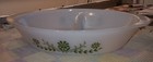 VTG Glasbake Green Daisy 8" Round Casserole Baking Dish USA Milk Glass  — photo 1