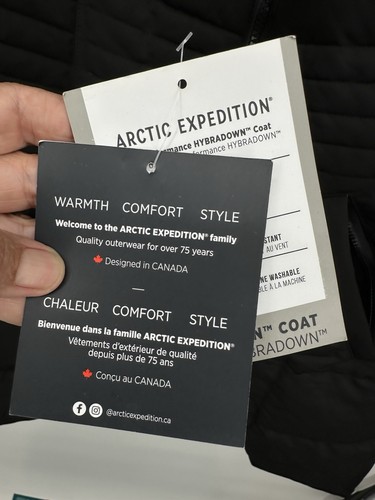 A619768 ARCTIC EXPEDITION Curved Hem Down Parka Detachable Hood Black 1X NWT - Picture 4 of 17