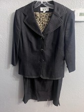 Le Suit Women Charcoal Gray Skirt Blazer Suit Size 12