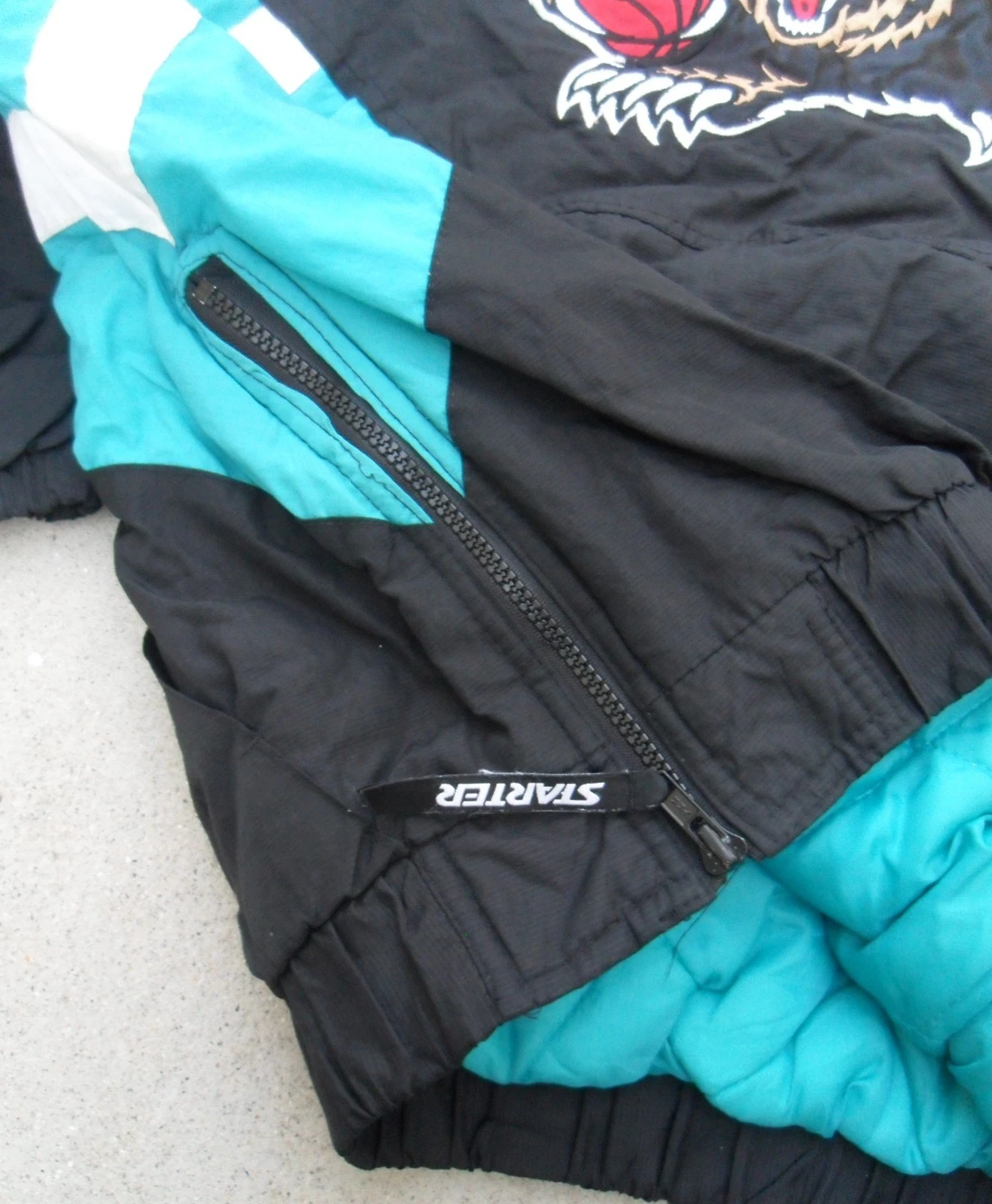 Vtg 90's Vancouver Grizzlies Starter Pull Over Jacket hooded Men's Large NBA image 10