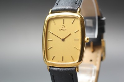 Vintage 1990s Omega De Ville Quartz Cal.1378 Gold-Tone Cushion Men's Dress Watch