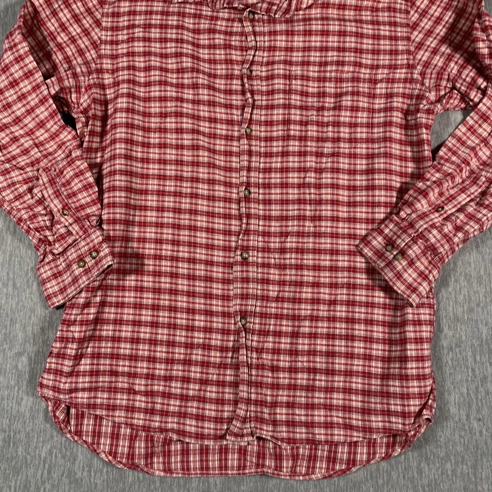Camisa masculina Pure Stuff Nordstrom grande vermelha branca xadrez botão para baixo algodão casual - Imagem 3 de 4