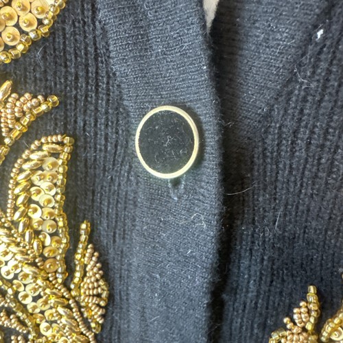Marisa Christina Collection Cardigan Sweater Sz L Sequins Lambswool Angora Black - Picture 3 of 12