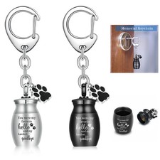 25 16mm Dog Cat Paw Print Urn Pendant Stainless Steel Pet Memorial Keychain