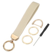 Wrist Lanyard Keychain, Stretchy Strap Key Chain for Women, Beige