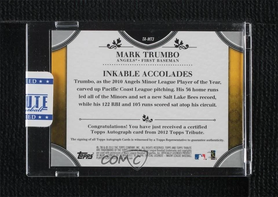 2012 Topps Tribute Auto /99 Mark Trumbo #TA-MT3 Auto - Image 2 of 2