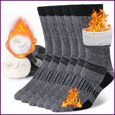 3 Pairs Men Women Merino Wool Crew Socks Thickened Thermal and Warm Socks