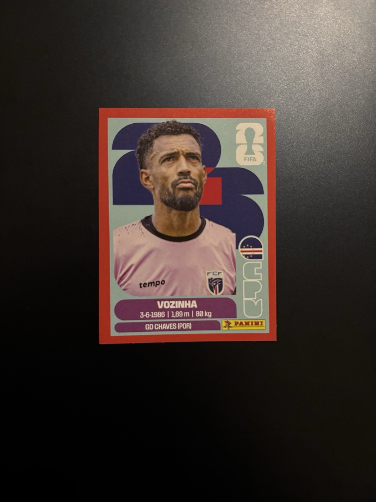 Red Border Panini FIFA World Cup Sticker - CPV2 - VOZINHA