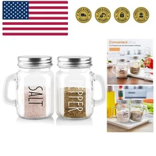 Glass Salt and Pepper Shakers Set, 4 oz Cute Clear Salt Pepper Shaker, Kitche...