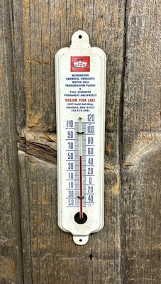 Vintage William Penn Automotive Products Tin Metal Advertising Wall Thermometer