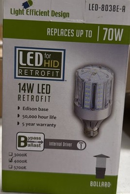 LIGHT EFFICIENT DESIGN LED-8038-A 14watt LED HID retrofit lamp 4000K
