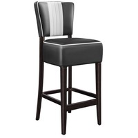 2Er-Set American 2 | Diner Barhocker | Schwarz | Leder | American Barhocker, ...