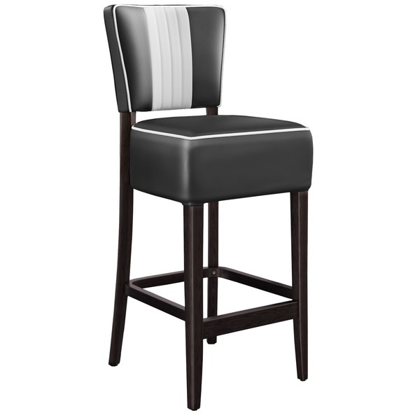 2Er-Set American 2 | Diner Barhocker | Schwarz | Leder | American Barhocker, ...-image