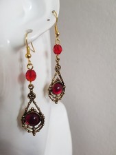 Ohrringe Barock Rokoko Stil Rot Gold Glasperlen Geschenkidee UNIKAT ! Trendy !