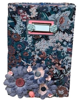 Junk Journal BOHO Blue Floral Print Interactive Diary  Handmade New