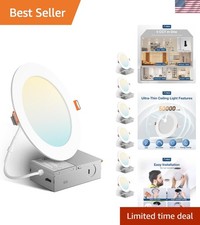 6 Pack 6 Inch 5CCT Ultra-Thin LED Recessed Ceiling Light with Metal Junction ...