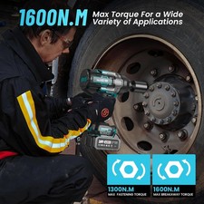 3/4in 1600Nm Brushless Impact Wrench Gun High Torque Impact Driver 5.0Ah Battery