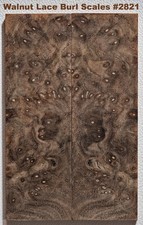 Outstanding Stabilized Claro Walnut Lace Burl scales 2821, 6 x 1 15/16 x 3/8"