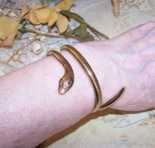 Victorian Revival 9K Rose Gold Ruby Expandable Cable Snake Bracelet - Arm Band