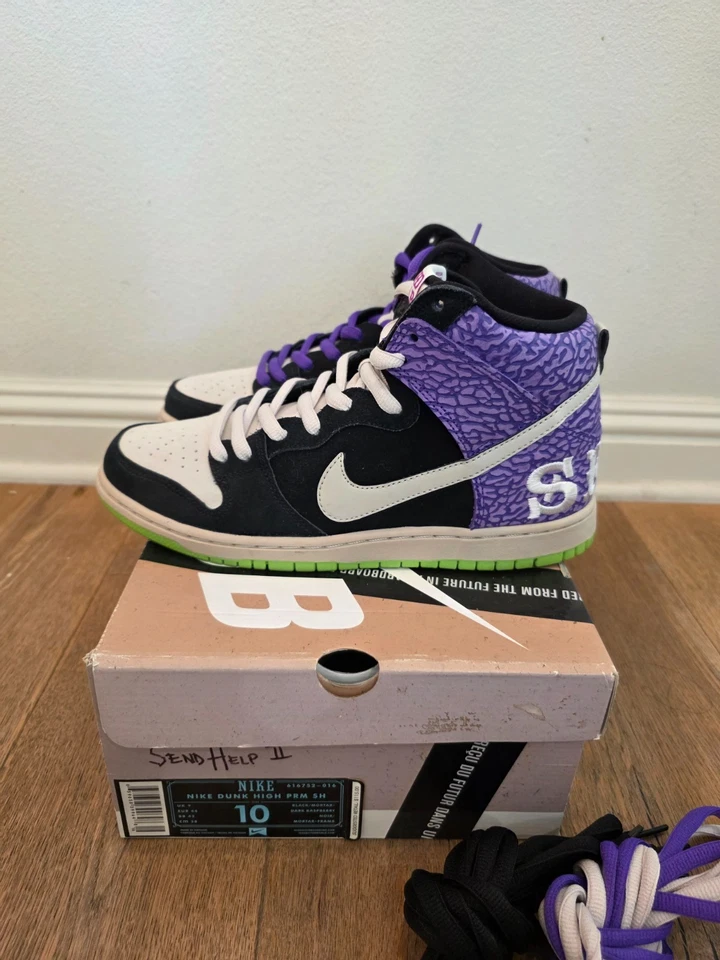 Nike Dunk High Prm SB Enviar Ayuda 2, Usado, EE. UU. Talla 10 con Caja (2013) Foto 4 de 4