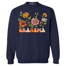 Grandma Floral Flowers Retro Aesthetic Gma Crewneck Grandma Sweatshirt
