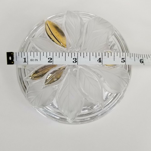 Clear Etched Glass Poinsettia Covered Candy Trinket Dish Holiday Christmas Gold - Picture 8 of 8