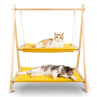 Cat Swing Bed, Indoor Bunk Cat Hammock Bed, Washable Pet Hanging
