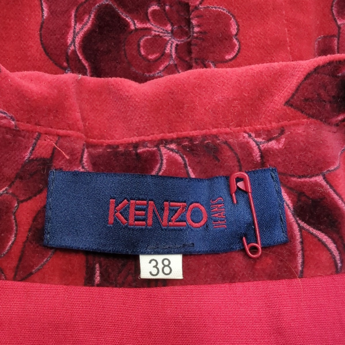 VTG Kenzo Jeans Velour Jacket Womens FR 38 Fits AU 8 Cherry VTG Kenzo Jeans Velour Jacket Womens FR 38 Fits AU 8 Cherry