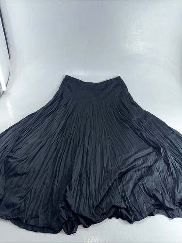 Larry Levine Long Black Pull On Elastic Waist Skirt Size L Career Office - Picture 6 of 9