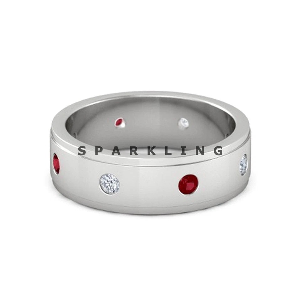 Ruby Round Cut Gemstone With 925 Sterling Silver Ring For Men's #D796 - Image 4 of 4