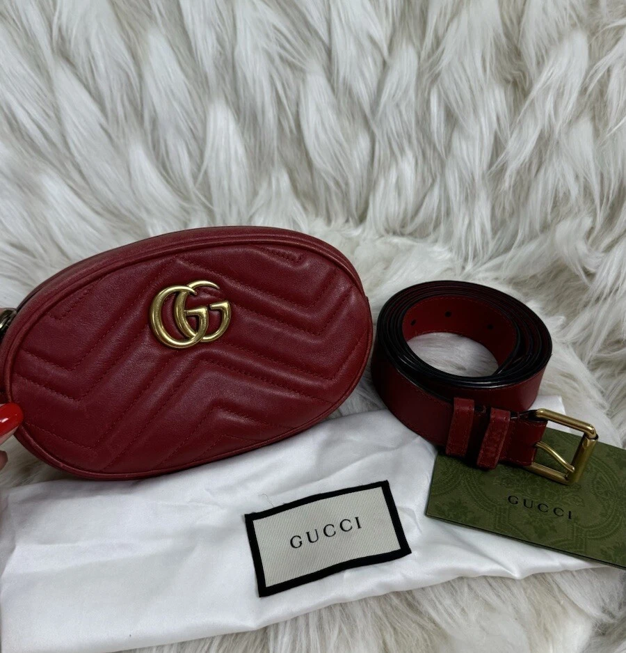 Sac ceinture chevron Gucci Marmont Rouge Matelasse