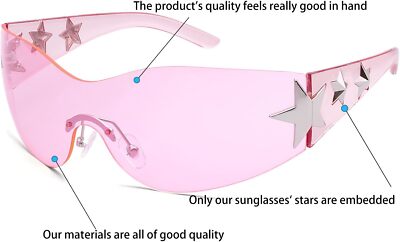 Haqptul Rimless Y2K Sunglasses Star Wrap Around Glasses  display picture 3