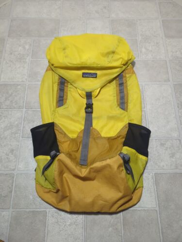 Patagonia Lightweight Travel Tote Pack Backpack Packable Yellow Hiking Bag - Picture 1 of 5