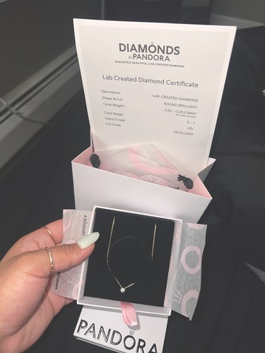 Pandora Era Lab-grown Diamond Bezel Pendant Necklace 0.15 carat tw 14k Gold - Picture 4 of 6