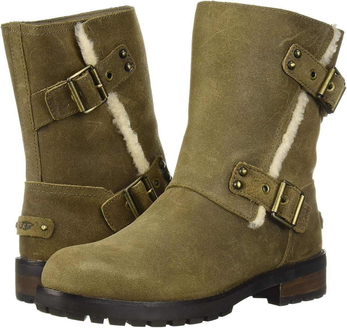UGG® AUSTRALIA NIELS DOVE LEATHER ZIP UP BIKER BOOTS UK USA EUR 37 RRP  £229