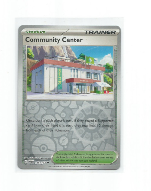 COMMUNITY CENTER 2024 POKEMON TWILIGHT MASQUERADE REVERSE HOLO CARD #146/167