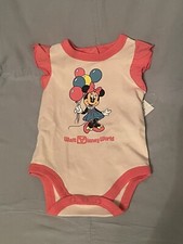 NEW Disney Baby WDW Retro "D" Minnie Mouse w/ Balloons Pink Bodysuit Sz 9-12 Mo