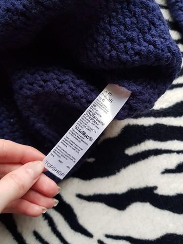 Maglione maglione Topshop JW Anderson blu navy fantasma Halloween grosso raro taglia 10 - Foto 10 di 10