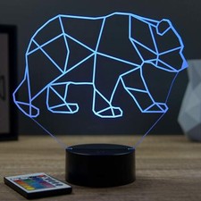 Lampe de chevet veilleuse 3D Ours Origami avec télécommande - Cadeau annivers...