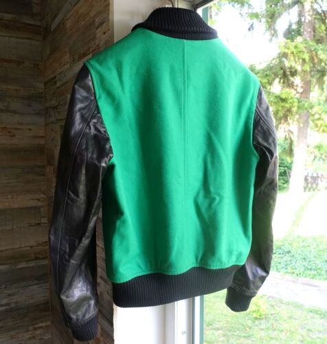 DSQUARED2 LEATHER JACKET 48 logo dsquared 2 d2 college leather green black - Bild 7 von 15